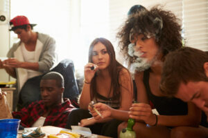 teens smoking a bong